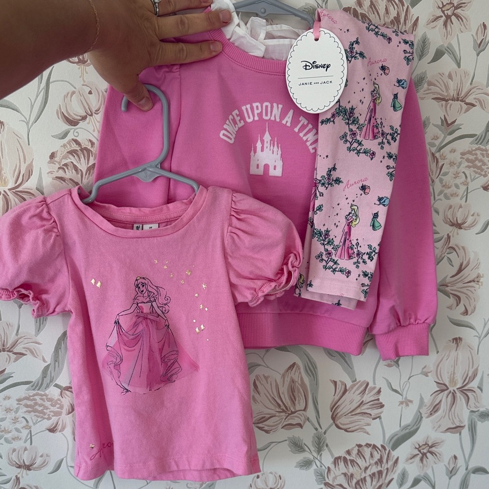2T Disney Pink Princess Outfit 3-piece Set